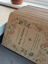 Load image into Gallery viewer, personalised flower seed packets for memorial services and funerals to grow in loving memory 
