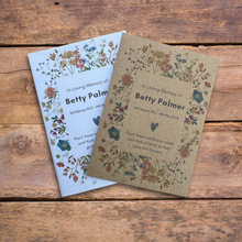 Load image into Gallery viewer, plant wildflowers in loving memory seed packets with personalised names and passing dates 
